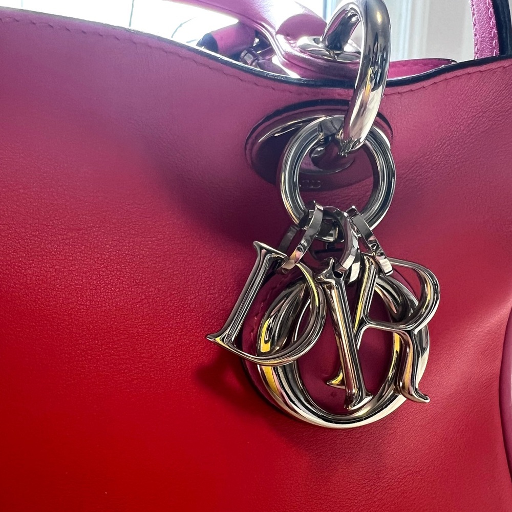 Maximalist Dior Small Pink/Red Calfskin and Python Diorissimo Tote Bag - Picture 3 of 16